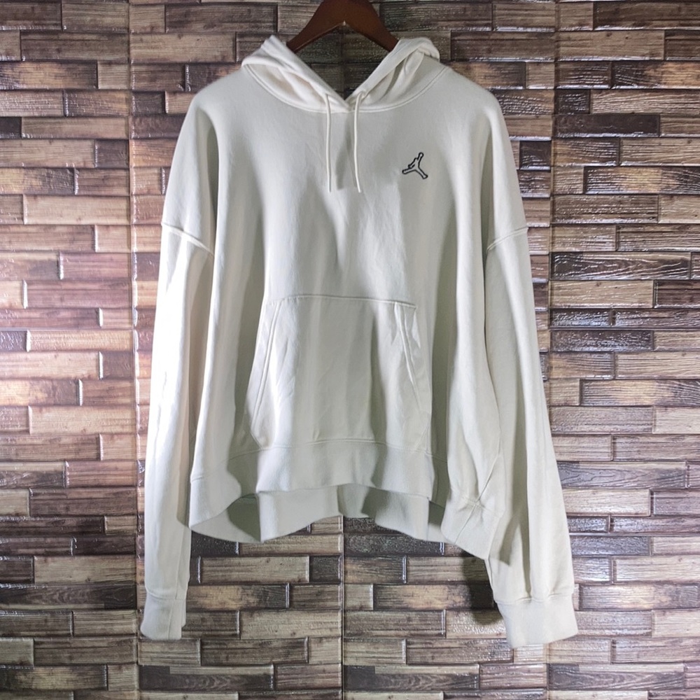 Nike Air Jordan Essentials Women's Beige Fleece Hoodie Loose Fit Size 1X